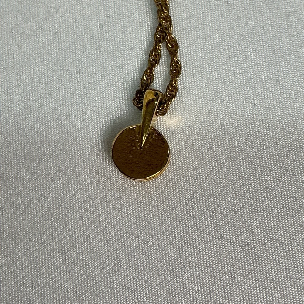 Vintage Nina Ricci Round Rhinestone Gold & Silver Pendant Necklace - Picture 5 of 7